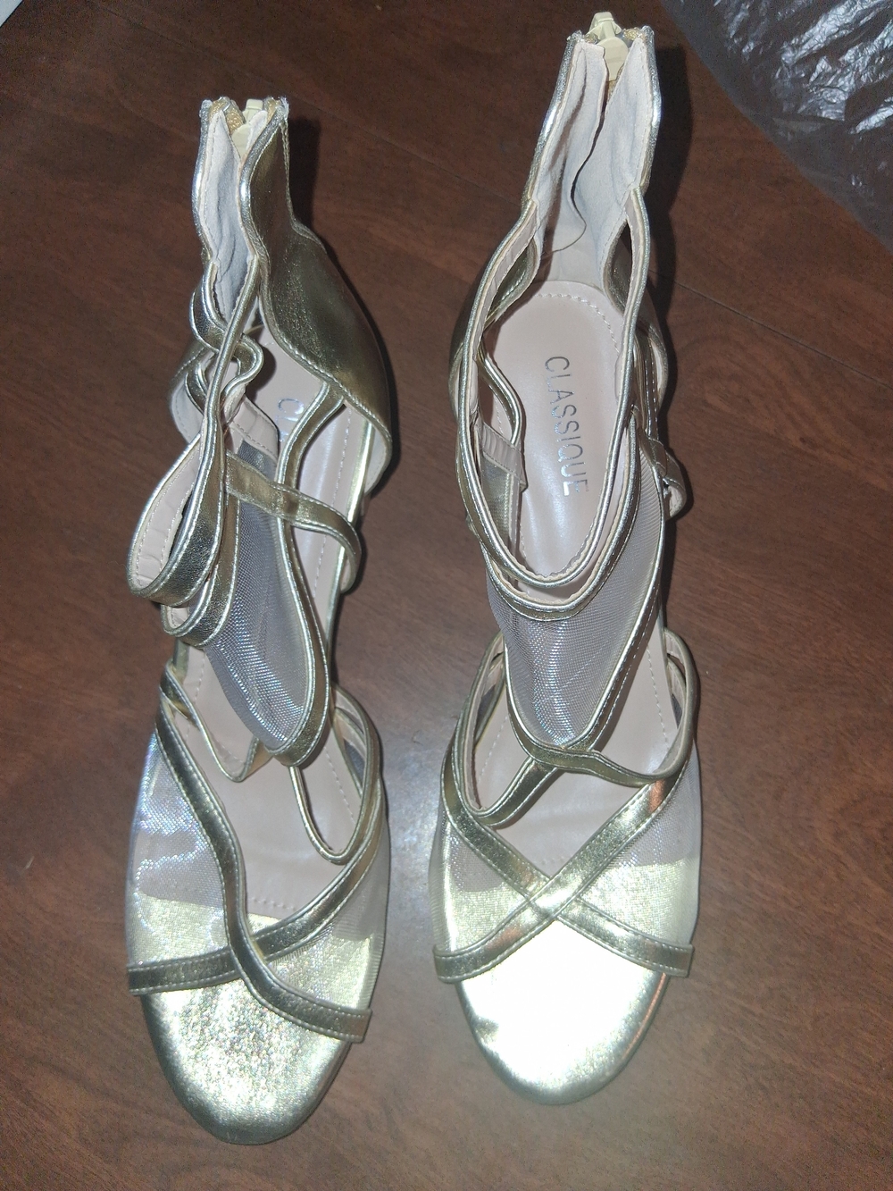 Classique Metallic Gold Strappy High Heel Sandals for Women